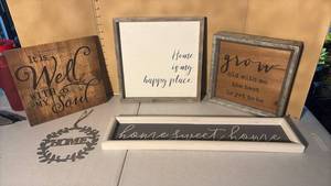 lot 3317 image: 5 Home Decor Wall Art Signs