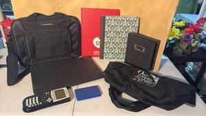 lot 3329 image: Tote Bag, Computer Case, Lap Desk, Notebooks, and Calculators