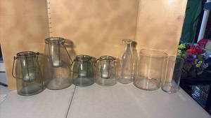 lot 3337 image: Glass Lantern Candle Holders with Wire Handles & More