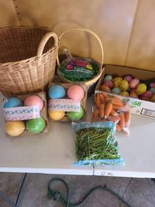 lot 3347 image: Easter eggs and basket with grass.