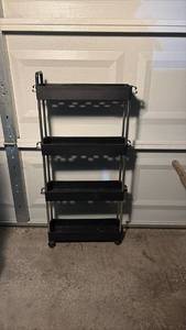 lot 3378 image: Black 4-Tier Rolling Storage Cart 33x15.5x5