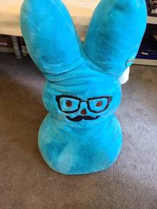 lot 1483 image: Stuffed blue Peeps, 36 inch tall.