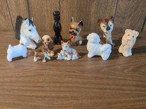 lot 6 image: Lot of 10 Ceramic Dog Figurines Assorted Breeds and Colors
