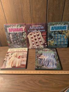 lot 15 image: 5 Afghan Crochet Pattern Books Red Heart Best Loved For All Seasons Classics
