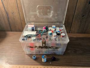 lot 24 image: Sewing & Embroidery Craft Supply Kit with Thread Spools and Accessories