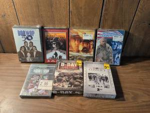 lot 30 image: Lot of 7 DVD Movies Doo Wop Untouchables Nate Terminal Count D-Day World Conflict