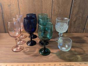 lot 38 image: Glade Mixed Glassware Lot 9 pieces Wine Glasses