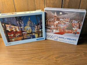 lot 67 image: Lot of 2 Puzzles 1500 Piece Clementoni Bits and Pieces