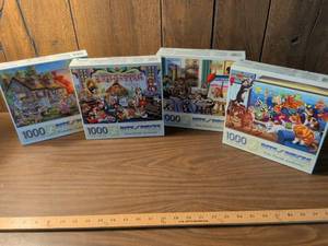 lot 70 image: Bits and Pieces 1000 Piece Jigsaw Puzzles Lot of 4