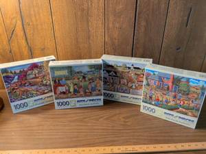lot 71 image: Bits and Pieces 1000 Piece Jigsaw Puzzle Lot of 4