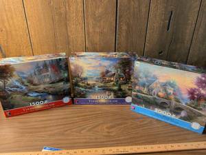 lot 90 image: Thomas Kinkade Puzzle Lot 1500x 2000x Pieces Ceaco