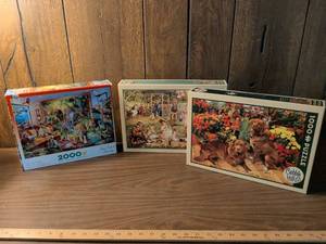 lot 92 image: Lot of 3 Jigsaw Puzzles 1000-2000 Pieces Cobble Hill Jan Patrik Krasny
