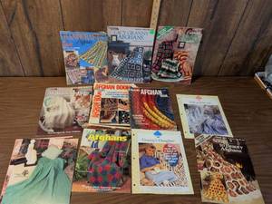 lot 136 image: Lot of 14 Afghan Knit Crochet Pattern Books McCalls Leisure Arts Handicraft