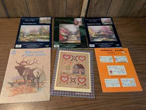lot 138 image: Lot of 6 Needlepoint and Cross Stitch Pattern Charts Thomas Kinkade Creative Needle