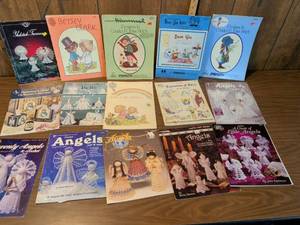 lot 141 image: Lot of 13 Crochet and Cross Stitch Pattern Books Angels, Bells, Holiday