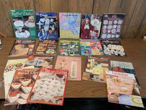 lot 143 image: Lot 20 Craft Instruction Books Doilies Bookmarks Bread Cloths Needlework