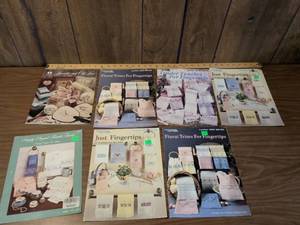 lot 148 image: Leisure Arts Fingertip Towel Embroidery Pattern Books Lot of 6