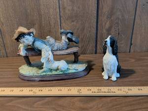 lot 158 image: Sandicast M 480 Springer Black Dog Figurine with Bench Scene