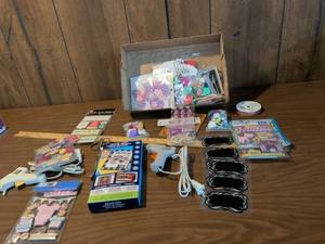 lot 168 image: Craft Supplies Lot Kids Paper Flowers Beads Stickers Embellishments