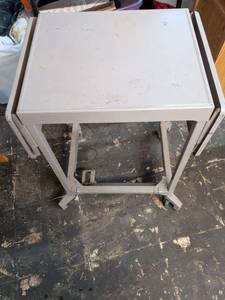 lot 180 image: White Metal Utility Cart with Storage Compartment