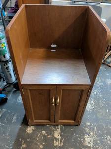 lot 183 image: Wood Cabinet with Shelving and Two-Door Storage