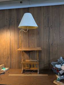 lot 192 image: Floor Lamp with Table and Magazine Rack Storage Shelves