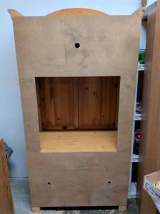 lot 221 image: Two-Door Wooden Armoire Cabinet with Shelving