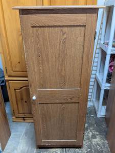 lot 222 image: Wood Storage Cabinet with Shelves and Door
