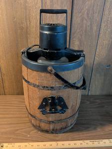 lot 234 image: I.E. Porter Company Electric Ice Cream Maker Type DM4-967 110-120V Wood Bucket Barrel