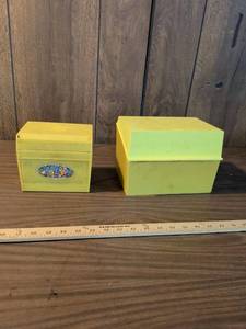 lot 235 image: Kitchen Tested Recipes Card File Box 2-Piece Yellow with Recipe Cards