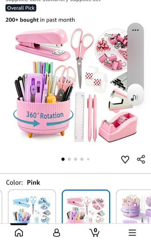 lot 9494 image: Red Desk Stationery Set with 360° Rotating Organizer - Retail $18
