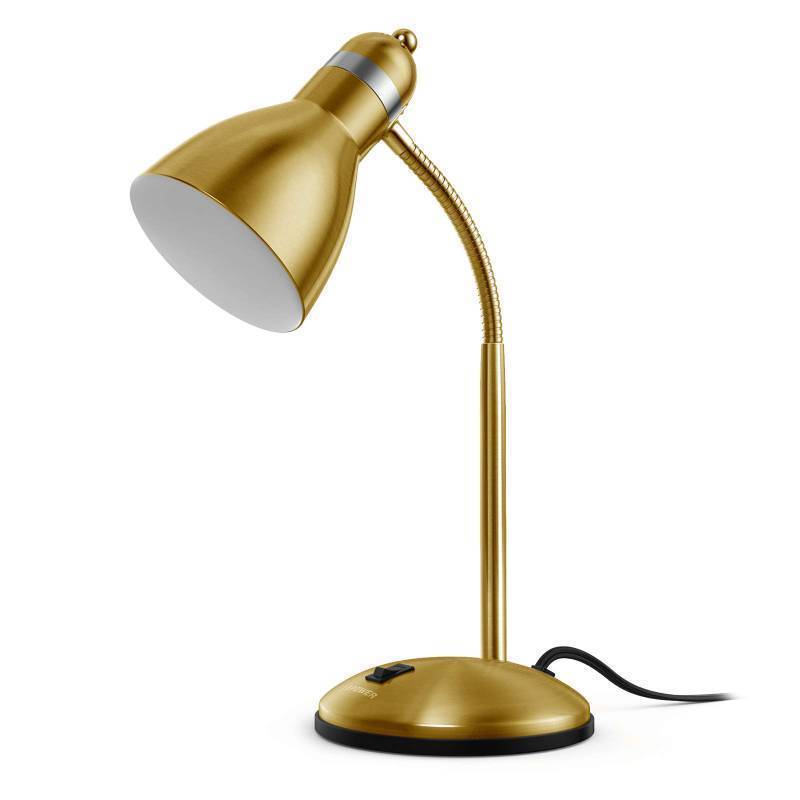 lot 24841 image: LEPOWER Metal Desk Lamp, Adjustable Goose Neck Table Lamp, Eye-Caring Study Desk Lamps for Bedroom, Study Room and Office (Gold) - Retail $23