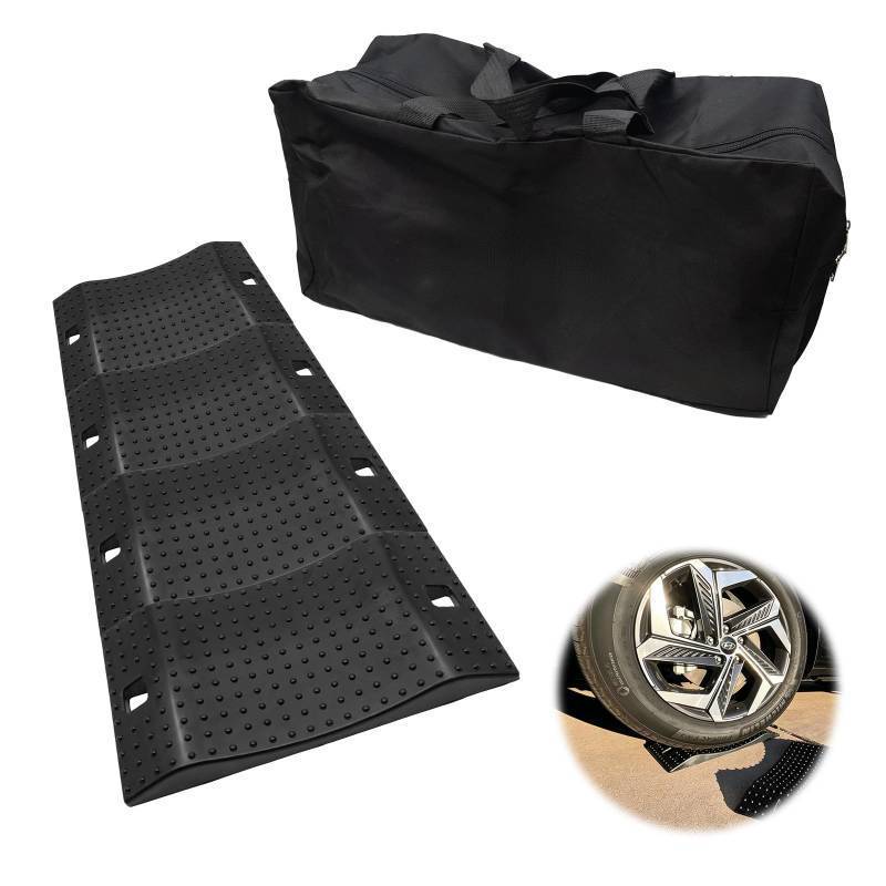 lot 62720 image: Rubber Tire Saver Ramps Heavy Duty Anti-Slip Car Tire Ramps 60000 lbs Capacity Flat Spot Prevention Pads for Cars RV Trucks SUVs Garage Parking Wheel Cradle Easy Storage (4 Packs) - Retail $63