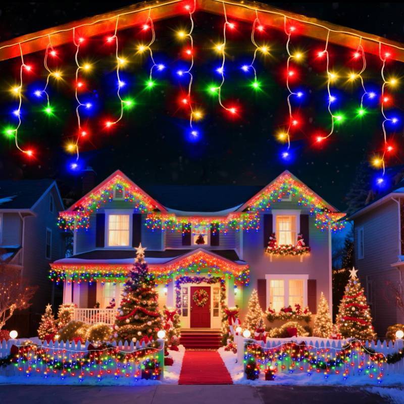 lot 15240 image: JDGJYDS 131 Ft String Lights for Outside, 1280 LED Christmas Lights Outdoor Plug in, Christmas String Lights with 8 Modes & Timer for Holiday, Party, Wedding, House, Patio, Outdoor Decor(Multicolor) - Retail $80