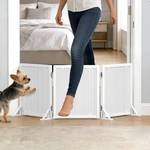 Cowhill Short Dog Gate 15.7Inch High, Free Standing Dog Gates for Doorways, Pet Gate Indoor for Small Medium Dogs, Foldable Freestanding Puppy Gate for Stairs Kitchen 3 & 4 Panel - Retail: $76