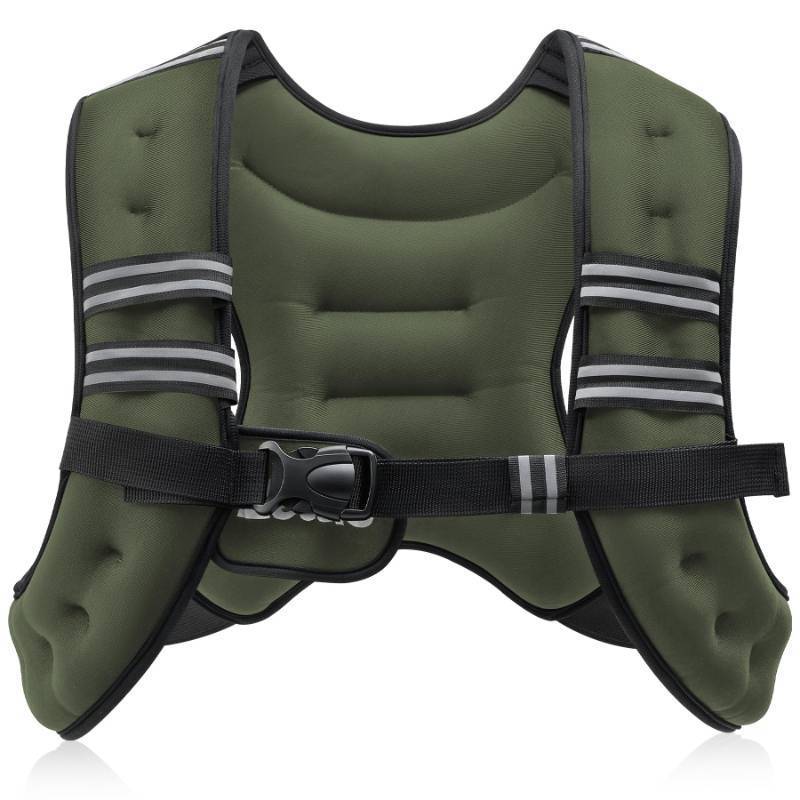 lot 6663 image: ZELUS Weighted Vest, 8lb Weight Vest with Reflective Stripe for Workout, Strength Training, Running, Fitness, Muscle Building, Weight Loss, Weightlifting, Green(8 lb)