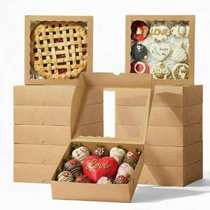 lot 5383 image: NEKSUNBAK 50PCS 9x9x2.5 Inches Brown Bakery Boxes with Window, Pastry Box for Chocolate Strawberries, Macarons, Truffles, Perfect for Thanksgiving Day, Mothers Day, Christmas Party Favors & Holiday