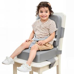 lot 5390 image: HOMEAL Booster Seat for Kitchen Chair - Compact Toddler Dining Seat with Easy-Install Straps & Wipeable Surface - Breathable Fabric Booster Seat for Table - Light Gray