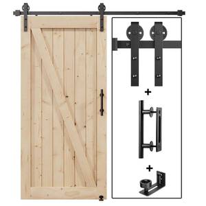 lot 5407 image: EaseLife 6.7FT Sliding Barn Door Hardware Track Kit & Handle,Big Industrial Spoke Wheel Pulley,Wall Mount,Slide Smoothly Quietly,Easy Install,Black,80 Track Fit for 36-38 Wide Opening (No Door)