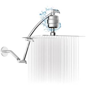 lot 5413 image: Vapralis Filtered Shower Head with Adjustable Extension Arm, Rain High Pressure Showerhead with 20-Stage Shower Filter for Removing Chlorine and Harmful Substances (10 Inch, Chrome Finish)
