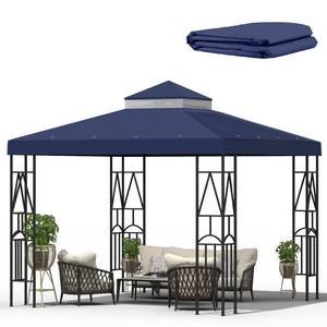 lot 5426 image: Morikoro 10x10 Canopy Replacement Top Double Tiered Gazebo Cover for Yard, Patio & Garden Durable Sunshade Replacement (Navy Blue)