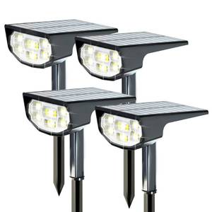 lot 5430 image: LuViva Solar Spot Lights Outdoor IP68 Waterproof, Ultra-Bright Performance Simple Modes for Easier Operation, Auto OnOff (Cool White, 4 Pack)