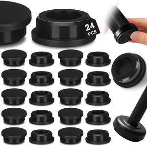 lot 5441 image: Pangda 24 Pack 1-14 Wrought Iron Chair Leg Caps, Round Plastic Furniture Leg Caps, Heavy Duty Rubber Chair Glides Floor Protector for Indoor Outdoor Patio Furniture, Black