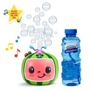lot 5461 image: CoComelon NO Spill Musical Bubble Machine  Bubble Toy for Baby, Toddlers and Kids  Amazon Toys Exclusive with 20oz of Extra Bubble Solution (Bubble Solution Bottle Colors Will Vary)
