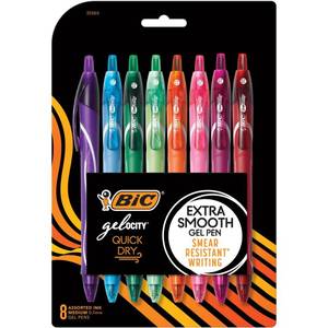 lot 5463 image: BIC Gelocity Quick Dry Assorted Colors Gel Pens, Medium Point (0.7 mm), School Supplies for Color-Coding Notes, with Full Grip, 8-Count Pack in Assorted Colors
