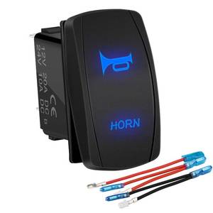 lot 5465 image: DaierTek 12V Horn Button Momentary Rocker Switch Blue LED 12 Volt Ranger Auto Train ATV UTV RZR Boat Marine Toggle Switch Waterproof
