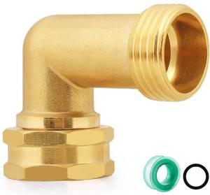 lot 5467 image: 90 Degree Brass Full Flow Elbow Connector  34 Solid Brass Right Angle Spigot Extend Adapter  1-Pack Hose Elbow