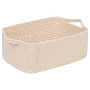 lot 5478 image: CubesLand Rectangular Cotton Rope Basket, 14x10x5 Inches, Beige, Nursery Storage Bin