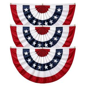lot 5487 image: 4 Pack 6x3 FT 4th of July Pleated Fan Flags Decorations Outdoor, American Bunting Flag, Red White and Blue Half Flags, 250th Anniversary Banner US Semiquincentennial Independence Day Memorial Day Decor