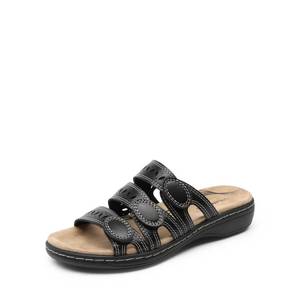 lot 5492 image: DREAM PAIRS Womens Slide Sandals Comfortable Arch Support Casual Walking Sandals Adjustable Straps Slip On Low Wedge Flat Sandals,Size 8,Black,DWUMSS2510